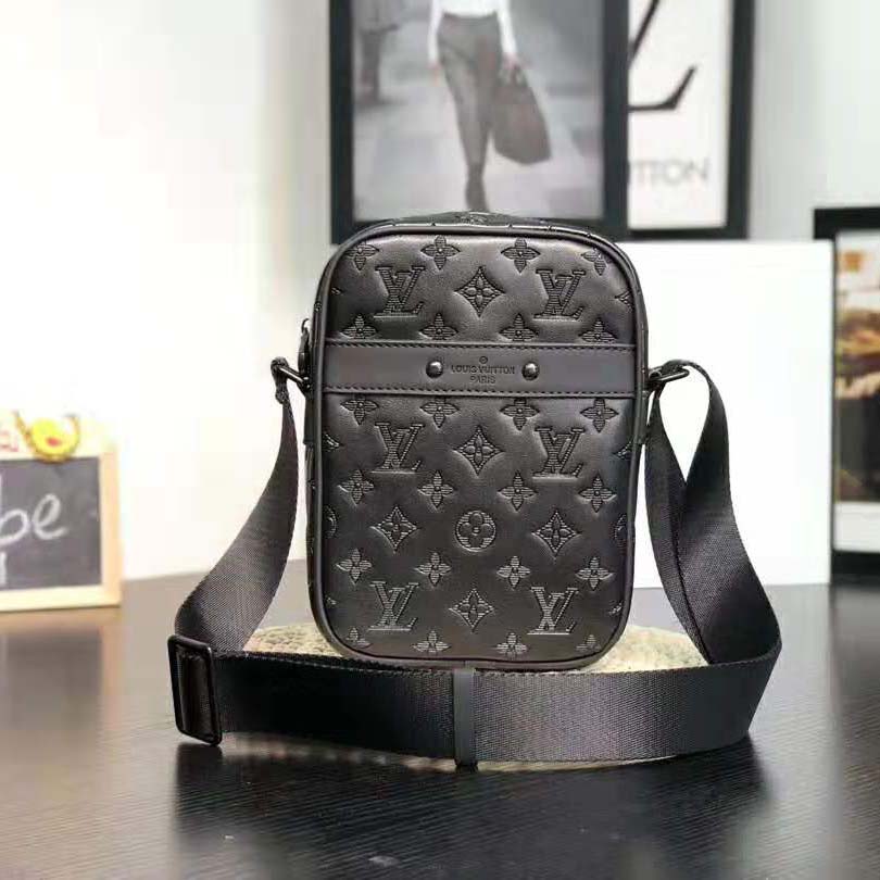 Louis Vuitton LV Men Danube PM in Monogram Shadow Cowhide-Black