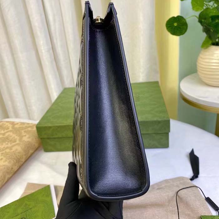 Gucci Unisex GG Matelassé Pouch Black GG Matelassé Leather Double G