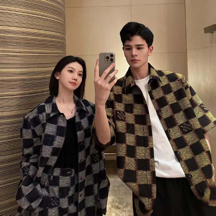 Louis Vuitton LV Women Damier Wool Overshirt Regular Fit 1AFAUN