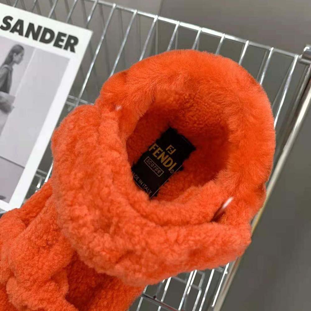 Fendi Women Feel Red Sheepskin Sandals