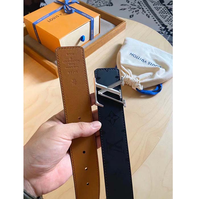 Louis Vuitton Unisex LV Pyramide 40 MM Reversible Calf Leather Monogram Illusion Strap