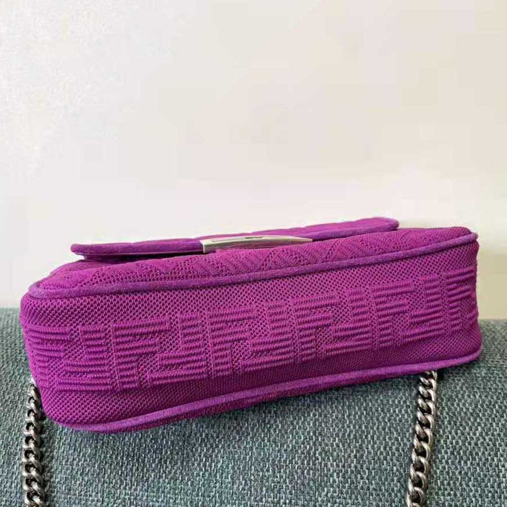 Fendi Women Midi Baguette Chain FF Fabric Bag-Purple