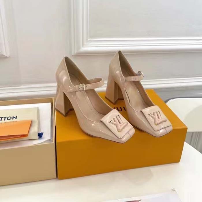 Louis Vuitton LV Women Shake Pump Nude Pink Patent Calf Leather Lambskin 8.5 CM Heel