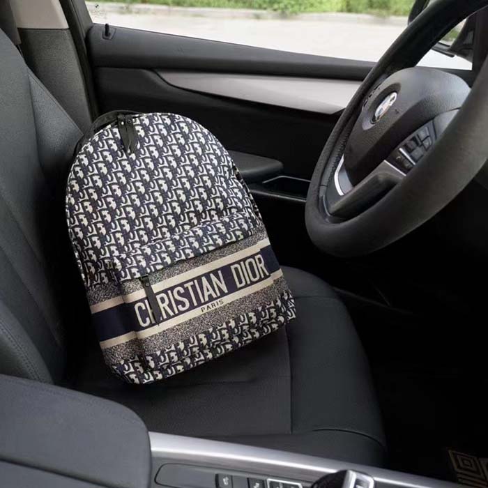 Dior Unisex CD DiorTravel Backpack Blue Dior Oblique Jacquard