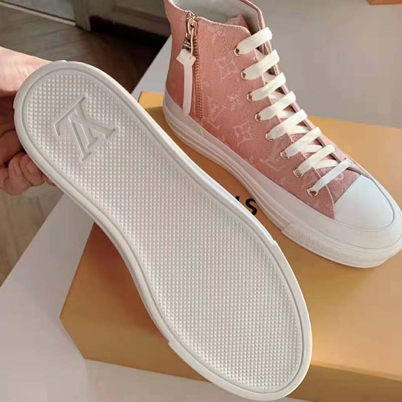 Louis Vuitton LV Women Stellar Sneaker Boot in Pink Monogram Denim