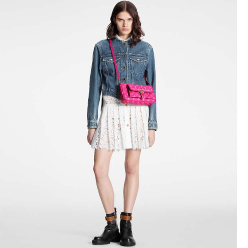 Louis Vuitton LV Women Maxi Multi Pochette Accessoires Handbag Fuchsia Pink Monogram Coated Canvas