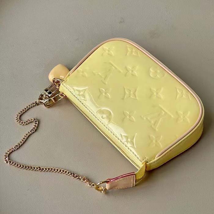 Louis Vuitton LV Women Multi Pochette Accessoires Yellow Monogram Vernis Embossed Patent Calf