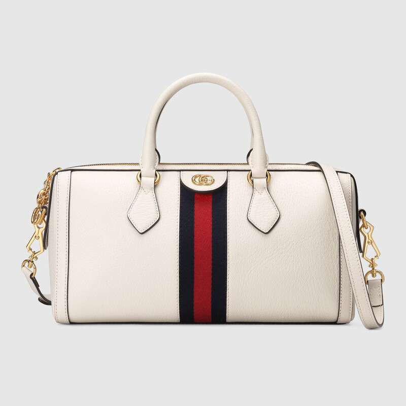 Gucci GG Women Ophidia Medium Top Handle Bag in White Leather