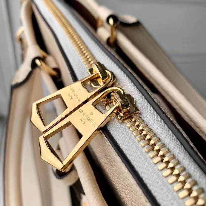 Louis Vuitton LV Women Trianon PM Bag Cream Embossed Grained Cowhide Leather