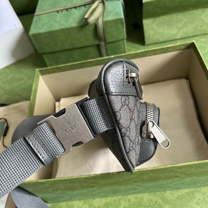 Gucci GG Unisex Ophidia Belt Bag Grey Black GG Supreme Canvas Double G