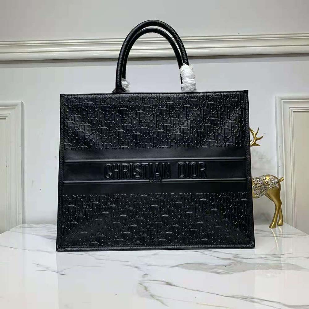 Dior Book Tote Black Dior Oblique Embossed Calfskin