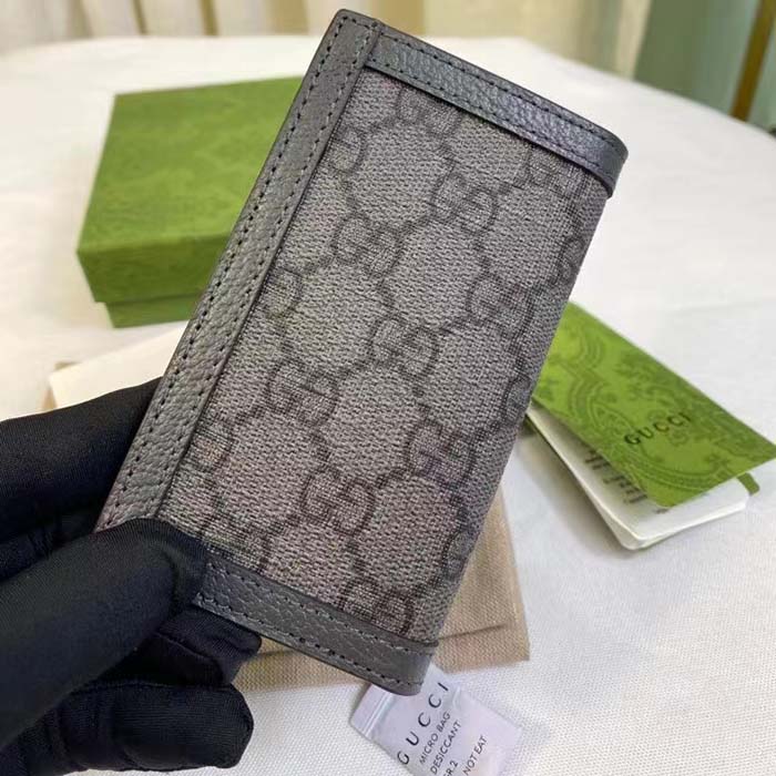 Gucci Unisex GG Ophidia Card Case Grey Black Supreme Canvas Double G