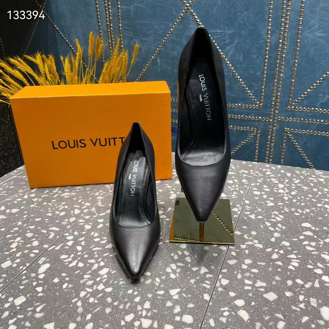 Louis Vuitton LV Women Sparkle Pump Black Lamb Leather Outsole 9.5 Cm Heel