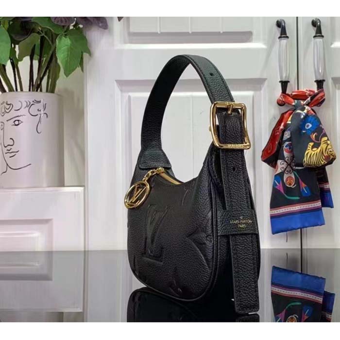 Louis Vuitton LV Women Mini Moon Black Monogram Empreinte Embossed Supple Grained Cowhide Leather