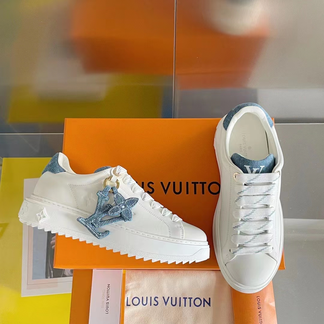 Louis Vuitton Women LV Time Out Sneaker Blue Mix Materials Monogram Flower
