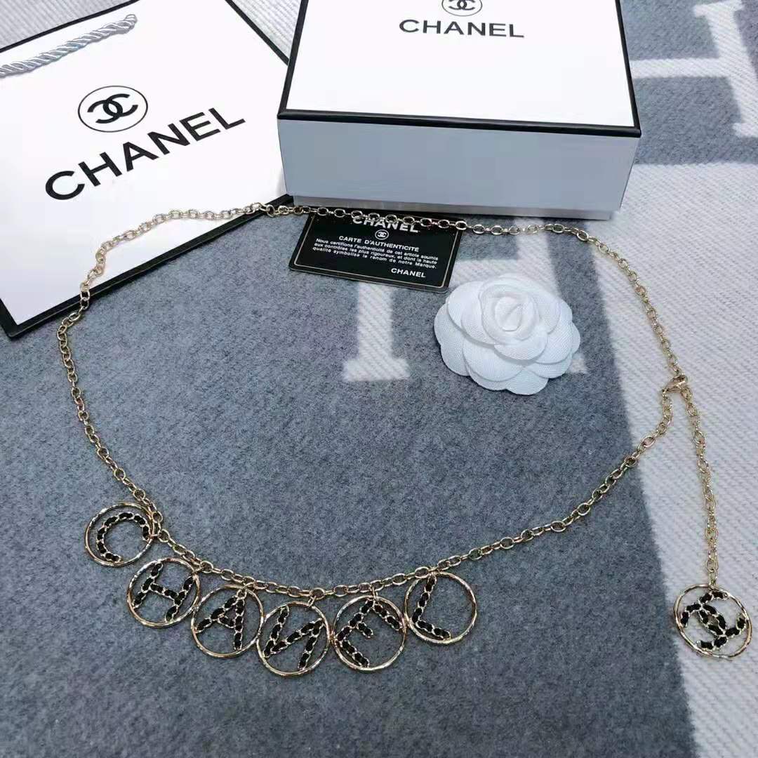 Chanel Women Calfskin & Gold-Tone Metal Belt-Gold