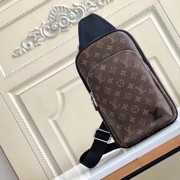 Louis Vuitton LV Unisex Avenue Sling Bag Brown Monogram Macassar Coated Canvas Cowhide