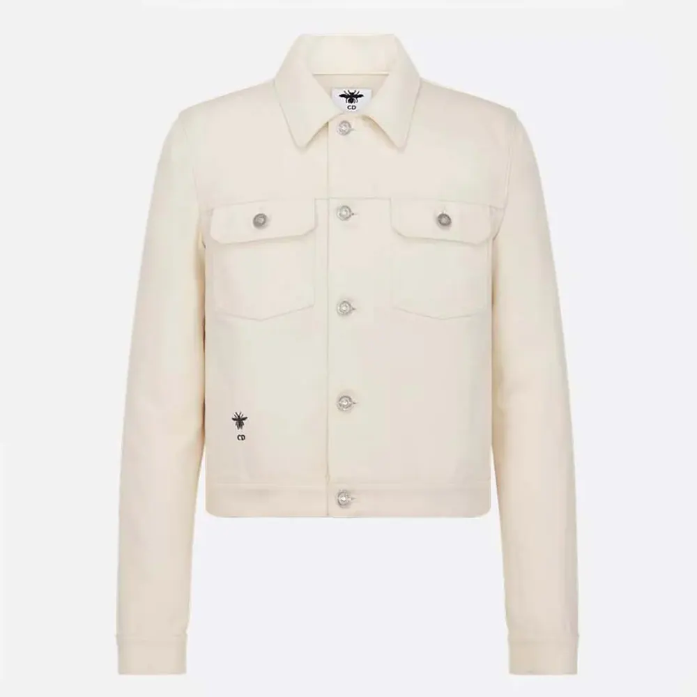Dior Men Dioramour Jacket White Cotton Denim with Multicolor Cœur des Curiosités Motif