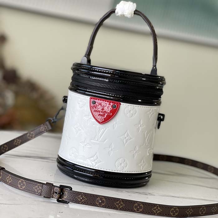 Louis Vuitton LV Unisex Cannes Handbag White Patent Calfskin Leather