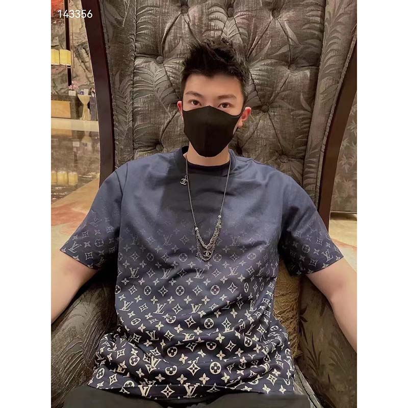 Louis Vuitton Men Mental LVSE Monogram Gradient T-Shirt Cotton Regular Fit Dark Ocean