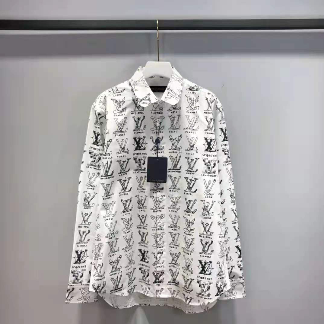 Louis Vuitton Women Placed Graphic Shirt LV Cartoons Cotton Regular Fit-White