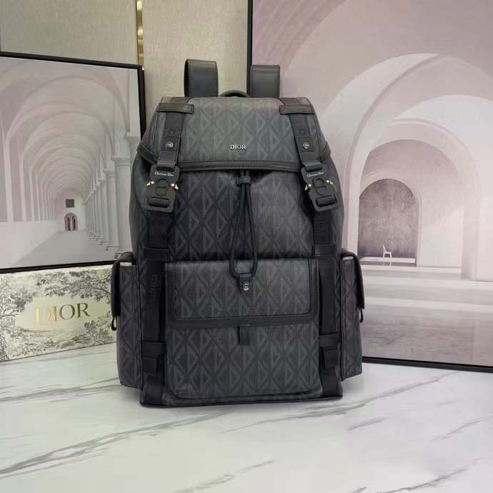Dior Unisex CD Hit The Road Backpack Black CD Diamond Canvas