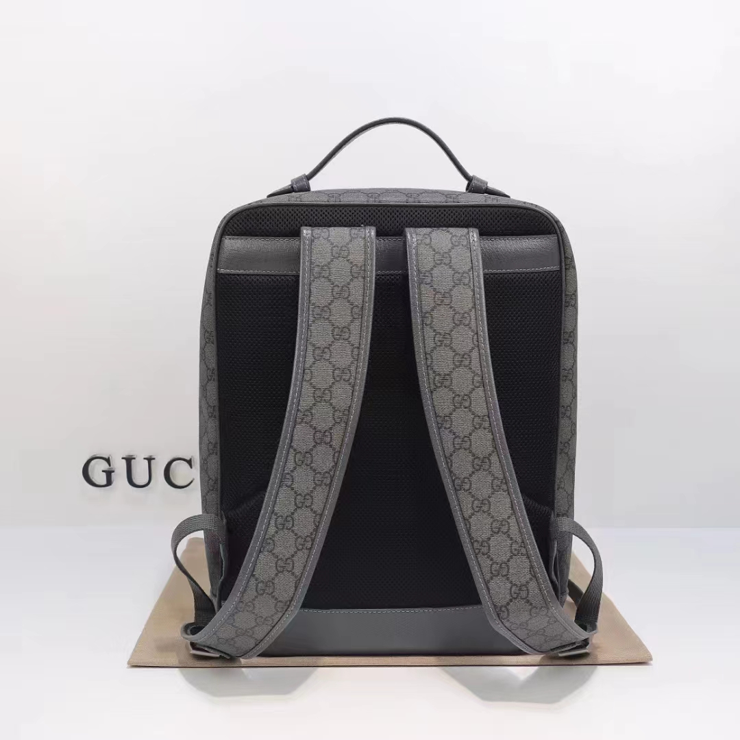 Gucci Unisex Ophidia GG Medium Backpack Grey Black GG Supreme Canvas Double G
