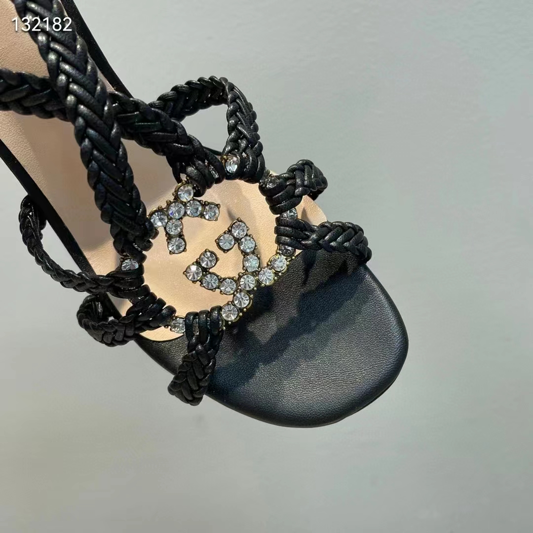 Gucci Women GG Cystal Interlocking G Sandal High 9 CM Heel