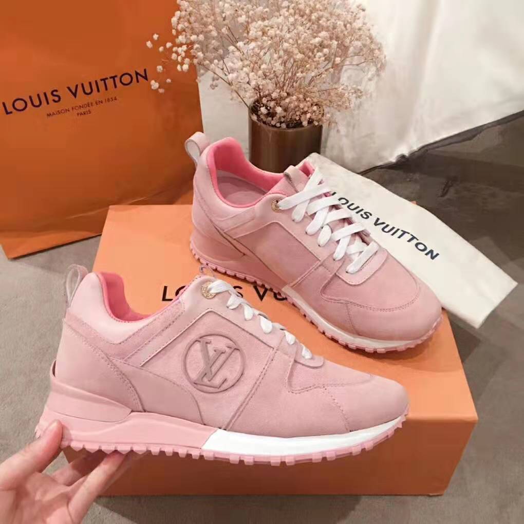 Louis Vuitton LV Women Run Away Sneaker in Suede Calf Leather-Pink