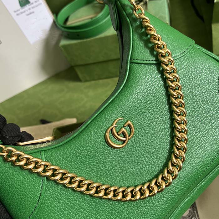 Gucci Women GG Aphrodite Small Shoulder Bag Green Soft Leather Double G