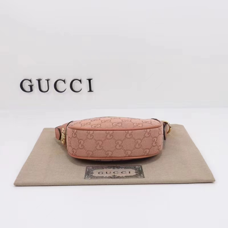 Gucci Women Ophidia GG Mini Bag Pink Canvas Double G Rose Gold Hardware