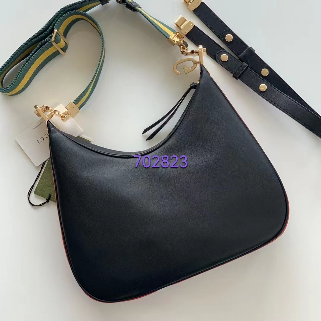 Gucci Women Attache Large Shoulder Bag Black Leather