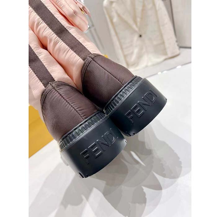 Fendi Women FF Domino Biker Boots Pink Nylon Polyamide Polyester 5 Cm Heel