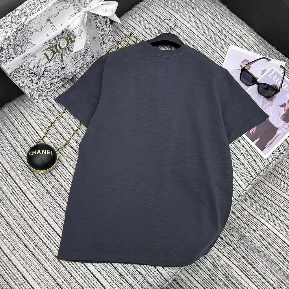 Dior Men DIOR AND HYLTON NEL T-Shirt Relaxed Fit Navy Blue Cotton Jersey