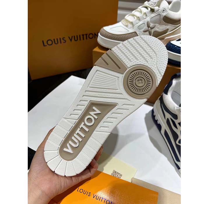 Louis Vuitton LV Unisex Skate Sneaker Beige Mix Materials Double Laces Rubber