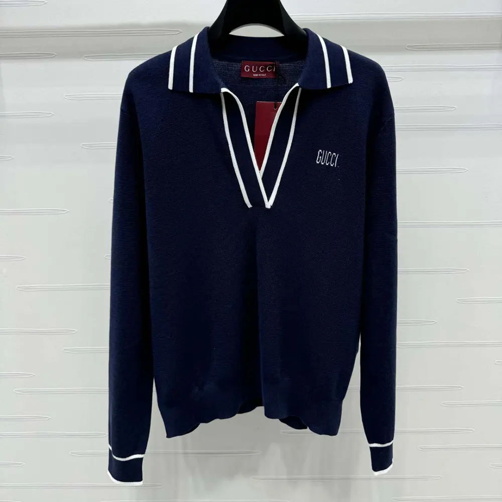 Gucci Women Cotton Polo Top with Gucci Intarsia 815905XKELU