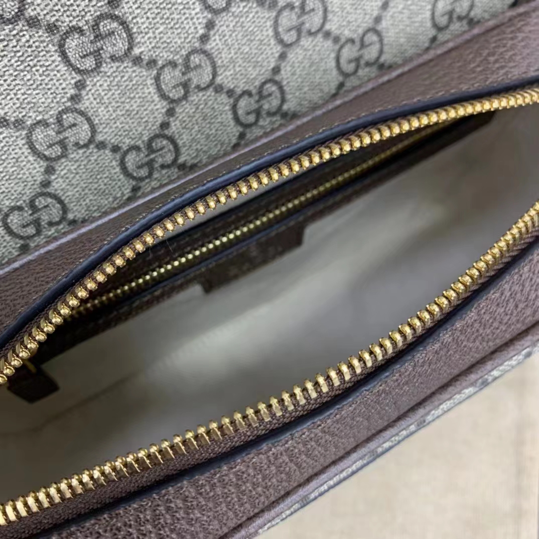 Gucci Unisex Ophidia Mini GG Shoulder Bag Beige Ebony GG Supreme Canvas