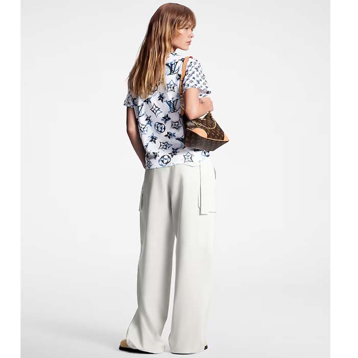 Louis Vuitton Women LV FLIGHT MODE 3D Mahina Monogram T-Shirt Cotton Navy White