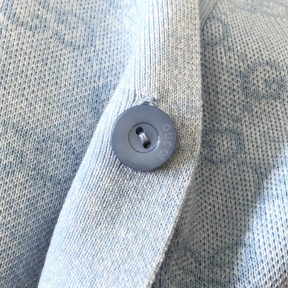 Gucci Women Fine Cotton GG Jacquard Cardigan-Light Blue 818735XKEOH