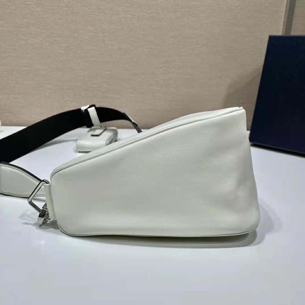 Prada Women Leather Triangle Shoulder Bag-White