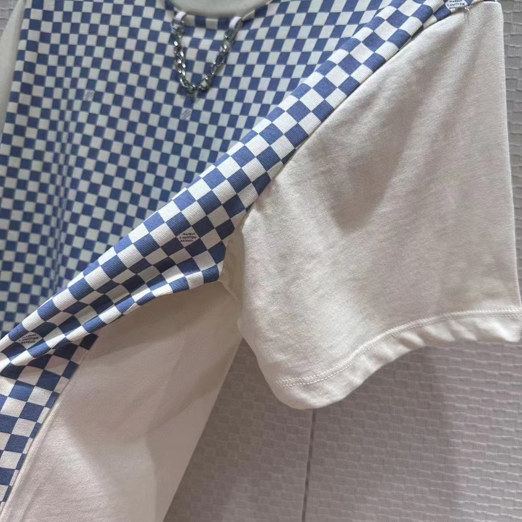 Louis Vuitton Men LV Damier Front T-Shirt Cotton Creamy White 1AFPA0