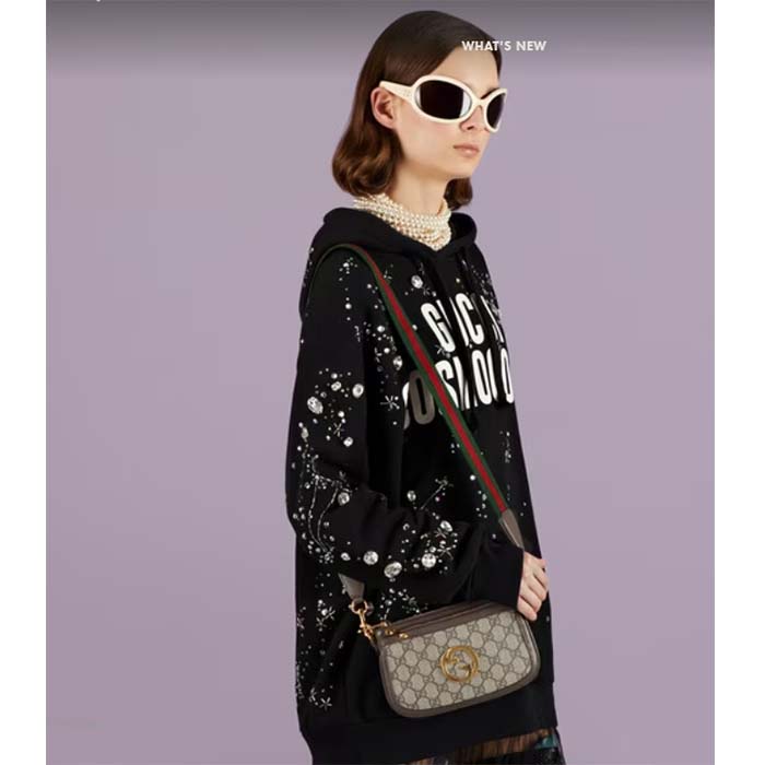 Gucci Women Blondie GG Mini Bag Beige Ebony GG Supreme Canvas