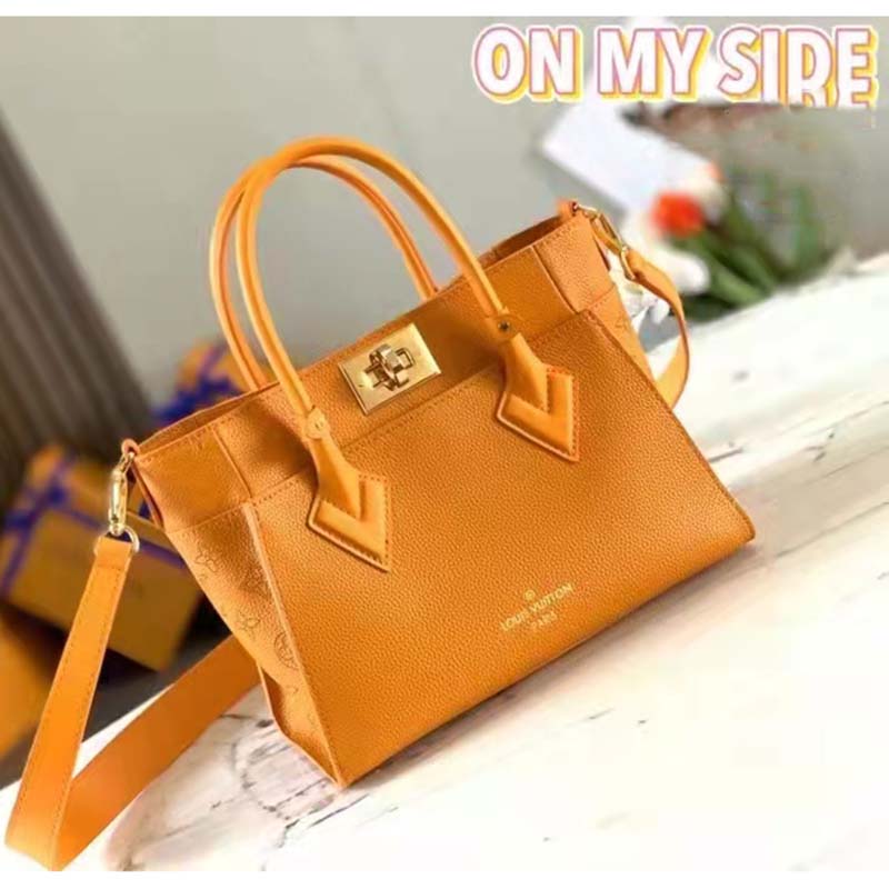 Louis Vuitton LV Women On My Side PM Handbag Orange Monogram Coated Canvas Calf