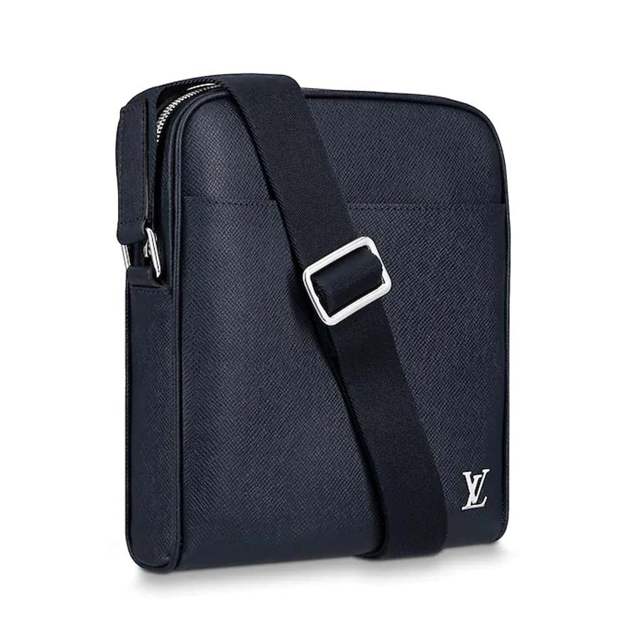 Louis Vuitton LV Men Alex Messenger Bag in Taiga Cowhide Leather-Black