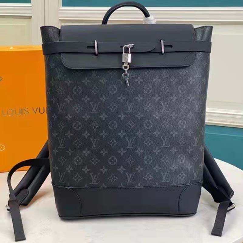 Louis Vuitton LV Unisex Steamer Backpack Black Monogram Eclipse Canvas