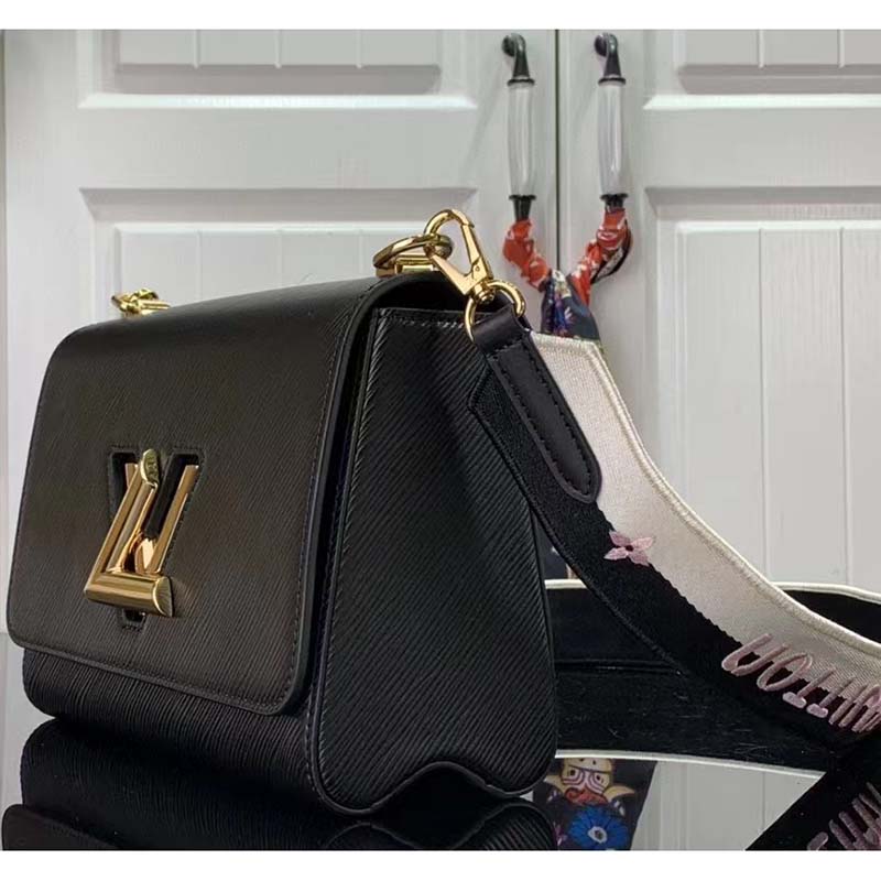 Louis Vuitton LV Women Twist MM Lemon Handbag Black Epi Grained Cowhide