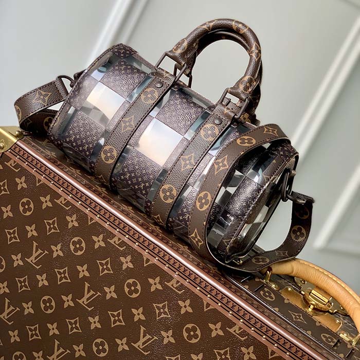 Louis Vuitton LV Unisex Keepall Bandoulière 25 Monogram Chess Coated Canvas PVC