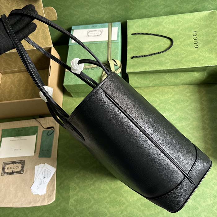 Gucci Unisex GG Ophidia Medium Tote Bag Black Leather Double G