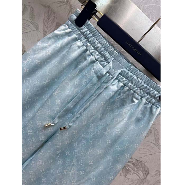 Louis Vuitton Women LV Monogram Cloud Baggy Pajama Pants Silk Sky Blue 1AC2HG