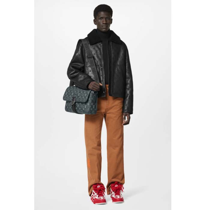 Louis Vuitton LV Unisex Archy Messenger MM Bag Black Charcoal Cowhide Leather